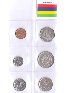 Mauritius serietta composta da 5 - 20 - Cents - 1/2 - 1 - 5 - 10 Rupees 
